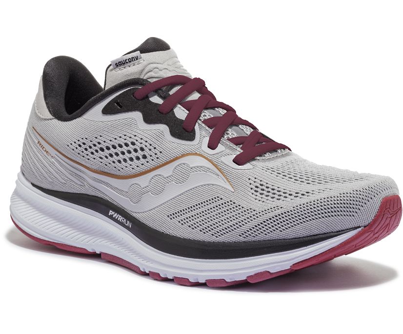 Saucony Ride 14 Wide Women's Running Shoes Grey / Pink | Canada 202ZUTG